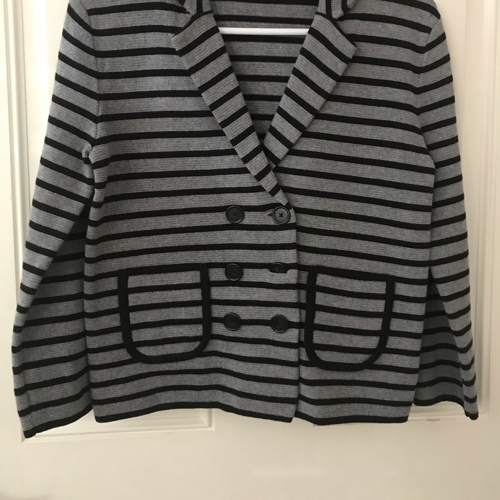 Ann Taylor LOFT Black Gray Striped Jacket Size S